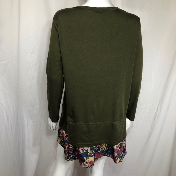 Olive Green Floral Trimmed Jersey Knit Legging Tunic - Picture 3 of 5